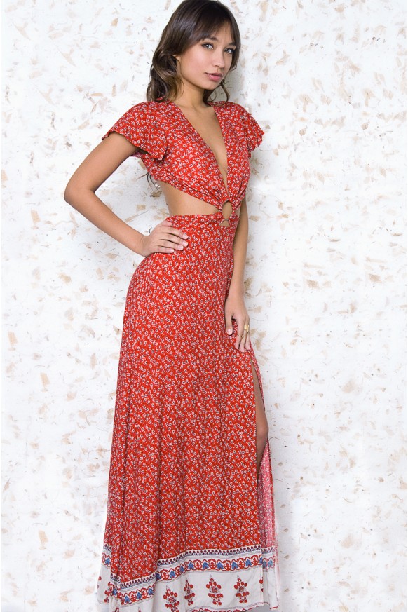 Aerial Printed Maxi Dress