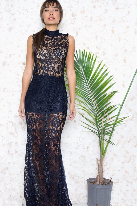 Inna Black Maxi Crochet Dress