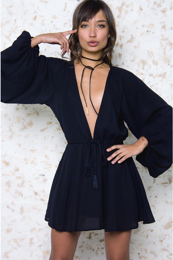 Cosmopolitan Black Deep V Neck Dress